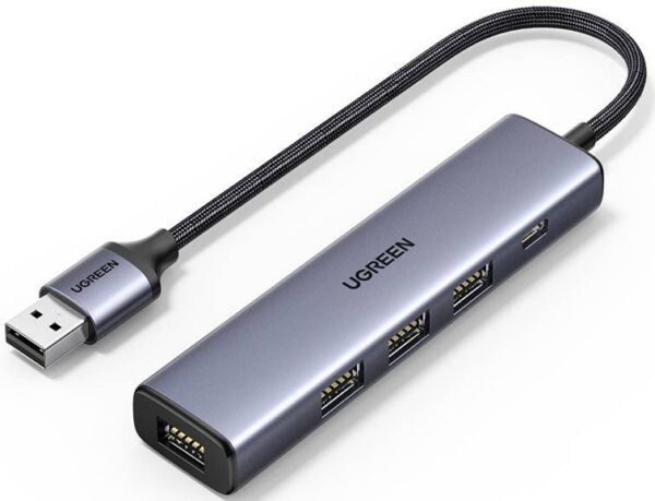 מפצל USB-A עם 4 חיבורי USB-A וחיבור UGREEN USB-C