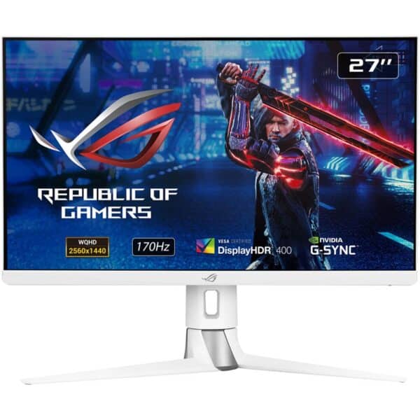 מסך מחשב גיימינג 27'' Asus ROG Strix XG27AQ-W WQHD Fast IPS G-Sync 170Hz 1ms - צבע לבן שלוש שנות אחריות ע"י היבואן הרשמי